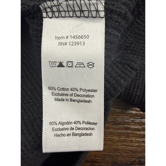 Jachs MFG Men's XXL Waffle Knit Thermal Shirt Black Long Sleeve Crewneck Cotton - Picture 5 of 6